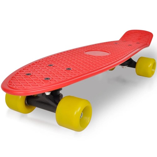 Retro Skateboard with Red Top Yellow Wheels 6.1"