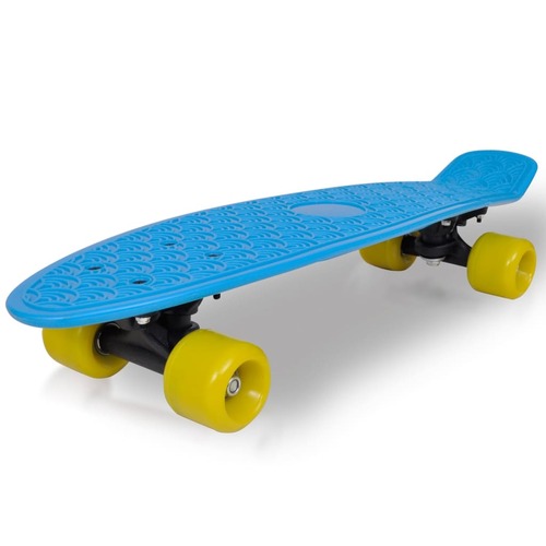 Retro Skateboard with Blue Top Yellow Wheels 6.1"