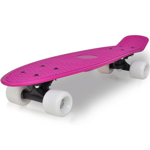 Retro Skateboard with Lilac Top White Wheels 6.1"