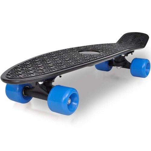 Retro Skateboard with Black Top Blue Wheels 6,1"
