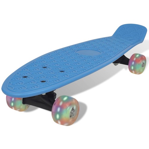 Blue Retro Skateboard with LED Wheels