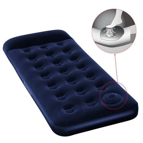 Bestway Inflatable Flocked Airbed with Built-in Foot Pump 185x76x28 cm