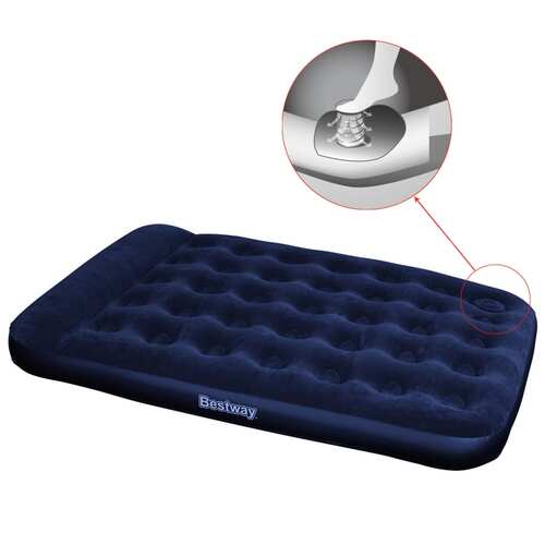 Bestway Inflatable Flocked Airbed with Built-in Foot Pump 191x137x28 cm