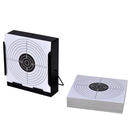 14 cm Square Target Holder Pellet Trap + 100 Paper Targets