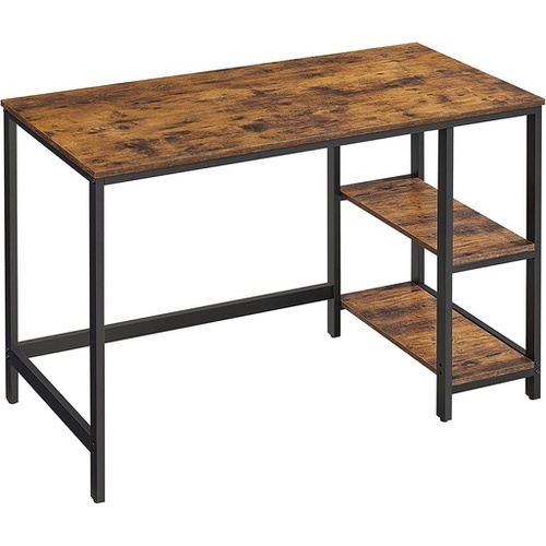 VASAGLE Computer Desk with 2 Shelves Rustic Brown and Black