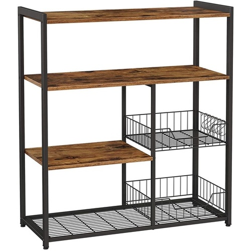 VASAGLE 4 Tier Kitchen Storage Shelves with 6 S-Hooks