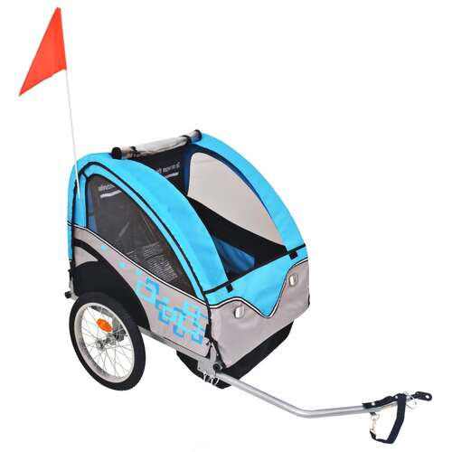 Kids' Bicycle Trailer Grey and Blue 30 kg
