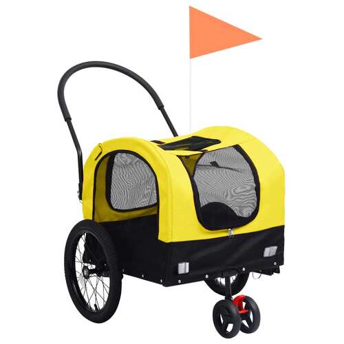 2-in-1 Pet Bike Trailer and Jogging Stroller Yellow and Black