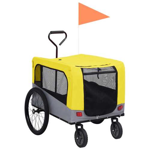 2-in-1 Pet Bike Trailer and Jogging Stroller Yellow and Grey