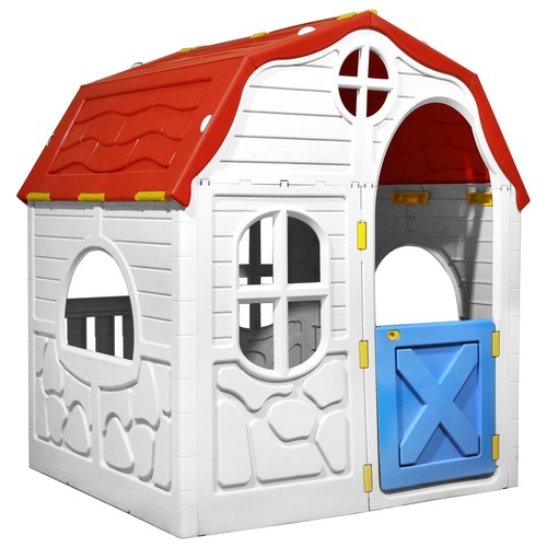 Kids Foldable Playhouse with Working Door and Windows