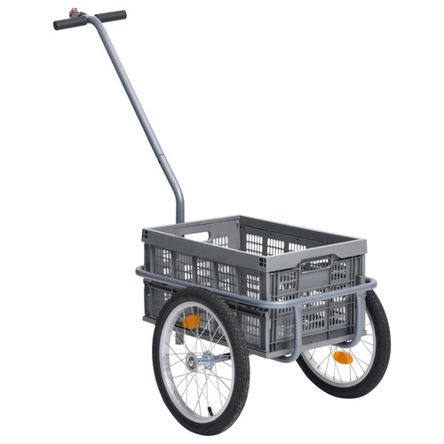 Bicycle Cargo Trailer with 50 L Foldable Transportbox Grey 150 kg