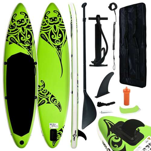 Inflatable Stand Up Paddleboard Set 305x76x15 cm Green