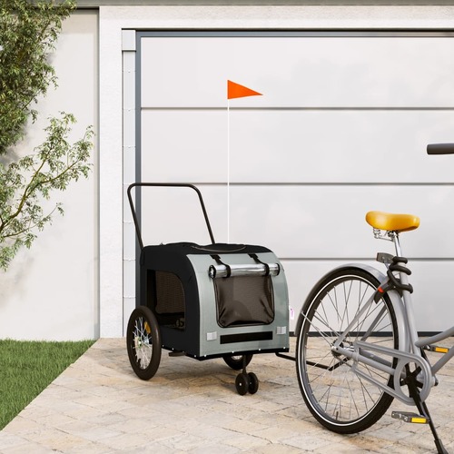 Pet Bike Trailer Black and Grey Oxford Fabric and Iron