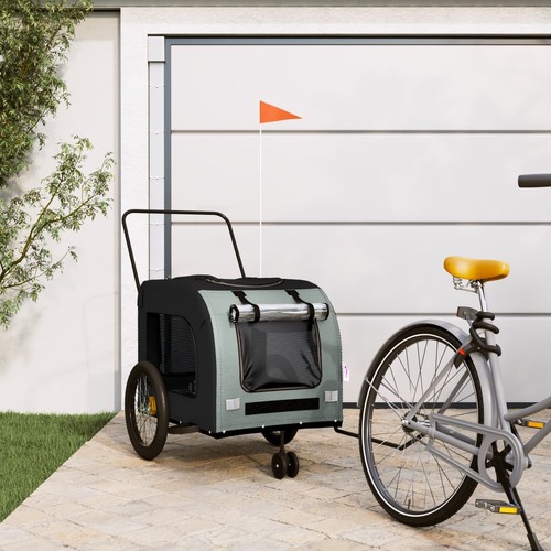 Pet Bike Trailer Black and Grey Oxford Fabric and Iron