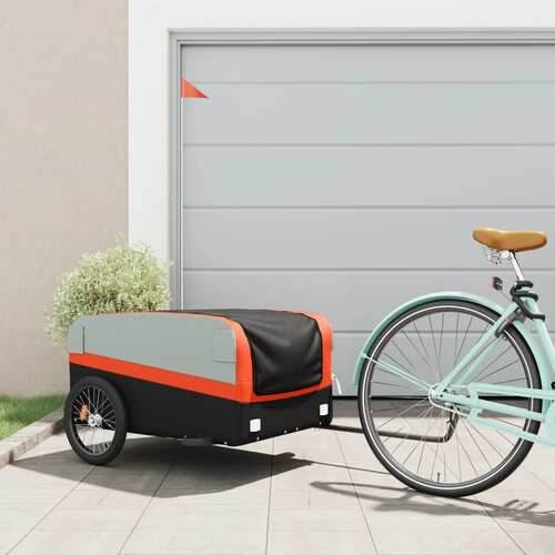 Bike Trailer Black and Orange 45 kg Iron