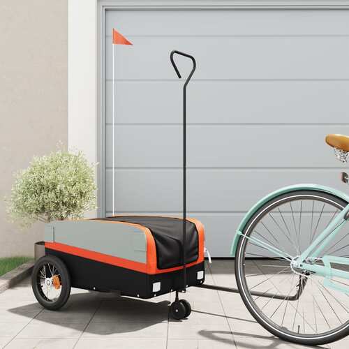 Bike Trailer Black and Orange 30 kg Iron