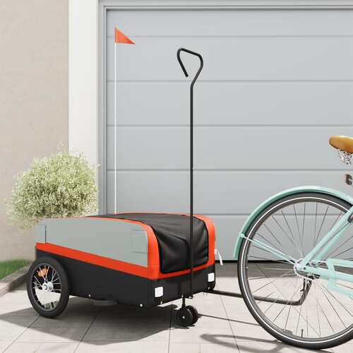 Bike Trailer Black and Orange 45 kg Iron