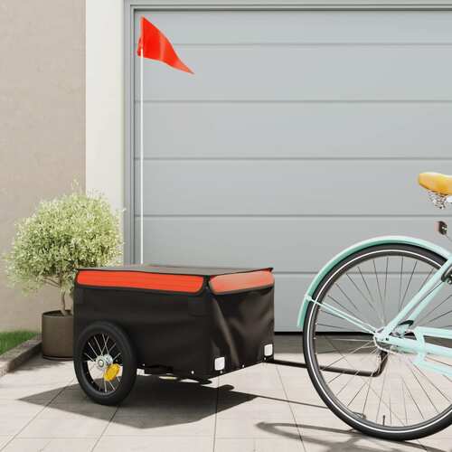 Bike Trailer Black and Orange 30 kg Iron