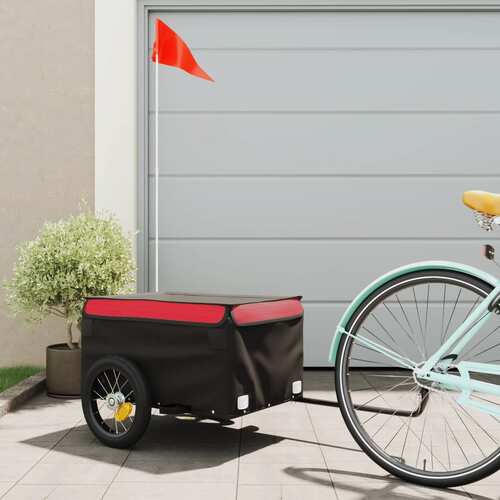 Bike Cargo Trailer Black and Red 30 kg Iron