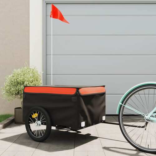 Bike Cargo Trailer Black and Orange 45 kg Iron