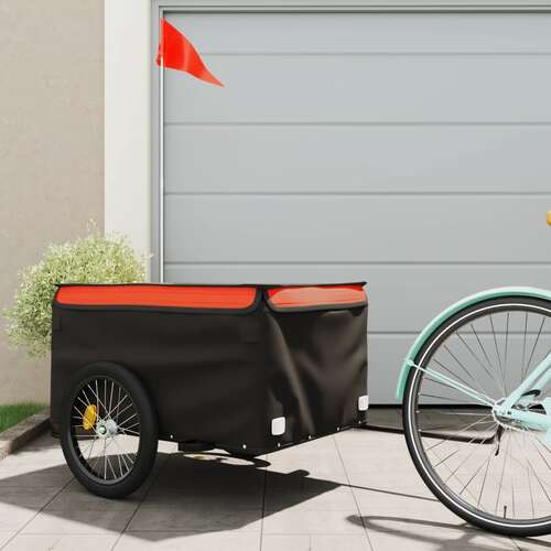 Bike Cargo Trailer Black and Orange 45 kg Iron