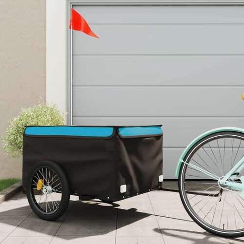 Bike Cargo Trailer Black and Blue 45 kg Iron
