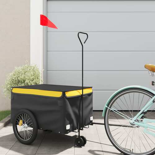 Bike Trailer Black and Yellow 30 kg Iron