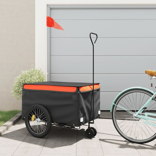 Bike Trailer Black and Orange 45 kg Iron