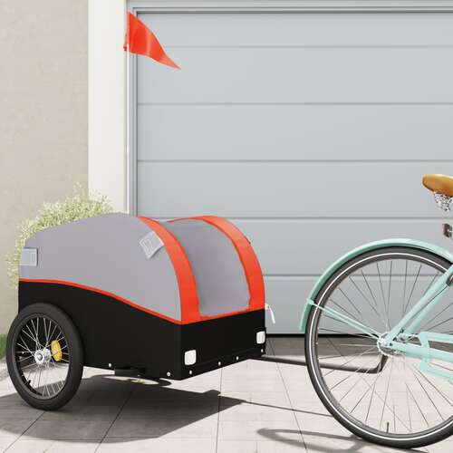 Bike Cargo Trailer Black and Orange 45 kg Iron
