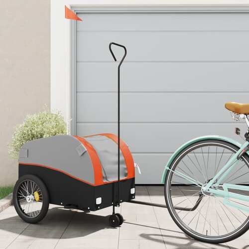 Bike Trailer Black and Orange 45 kg Iron