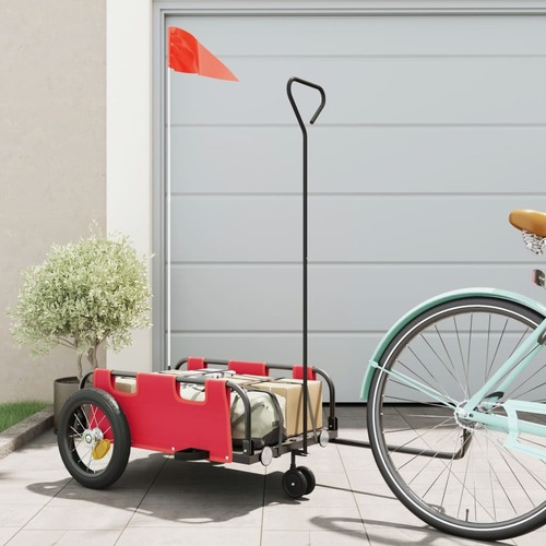 Bike Trailer Red Oxford Fabric and Iron