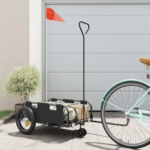 Bike Trailer Black Oxford Fabric and Iron