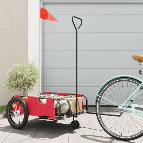 Bike Trailer Red Oxford Fabric and Iron