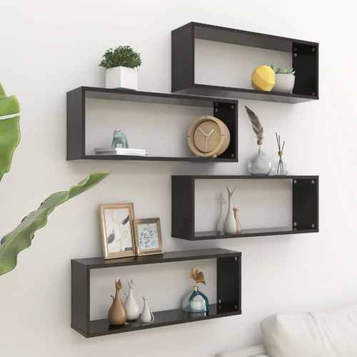 Wall Shelves 4 pcs Black 60x15x23 cm Chipboard