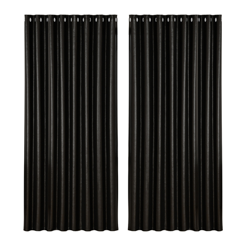 Artiss 2X Blockout Curtains Eyelet 300x230cm Black Shine