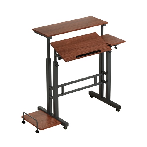 Artiss Twin Laptop Table Desk - Dark Wood