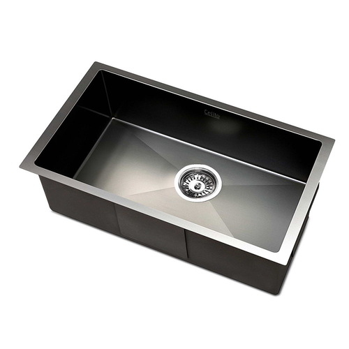 30cm x 45cm Stainless Steel Kitchen Sink Under/Top/Flush Mount Black