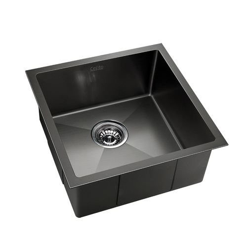 Cefito 51cm x 45cm Stainless Steel Kitchen Sink Under/Top/Flush Mount Black