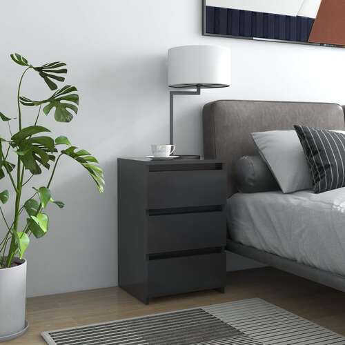 Bed Cabinet Grey 40x35x62.5 cm Chipboard
