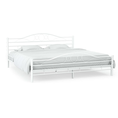 Bed Frame White Metal 153x203 cm Queen Size