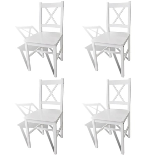 Dining Chairs 4 pcs White Pinewood