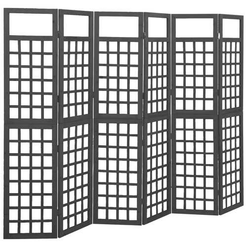 6-Panel Room Divider/Trellis Solid Fir Wood Black 242.5x180 cm