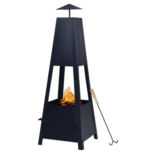 Fire Pit Black 35x35x99 cm Steel