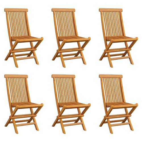 Folding Garden Chairs 6 pcs Solid Teak Wood