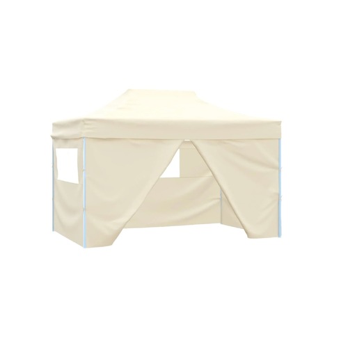 Foldable Tent Pop-Up with 4 Side Walls 3x4.5 m Cream White