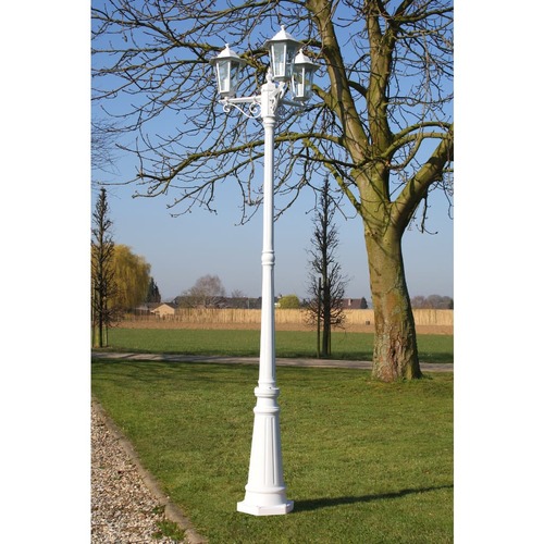 Garden Light Post 3-arms 215 cm White Aluminium