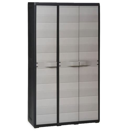 Garden Storage Cabinet with 4 Shelves Black and Grey