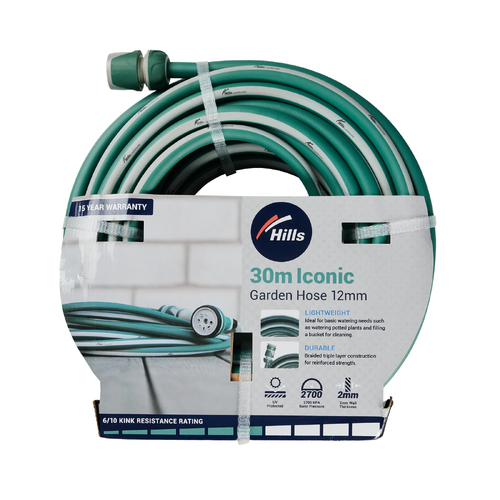 Hills 30m Iconic Garden Hose 12mm Heavy Duty Outdoor Watering