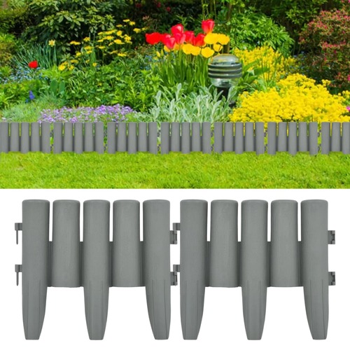 Lawn Edgings 36 pcs Grey 10 m PP