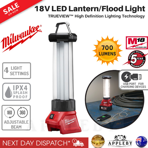 Milwaukee 18V LED Lantern Flood Light Lamp Skin USB Charger Torches M18LL-0